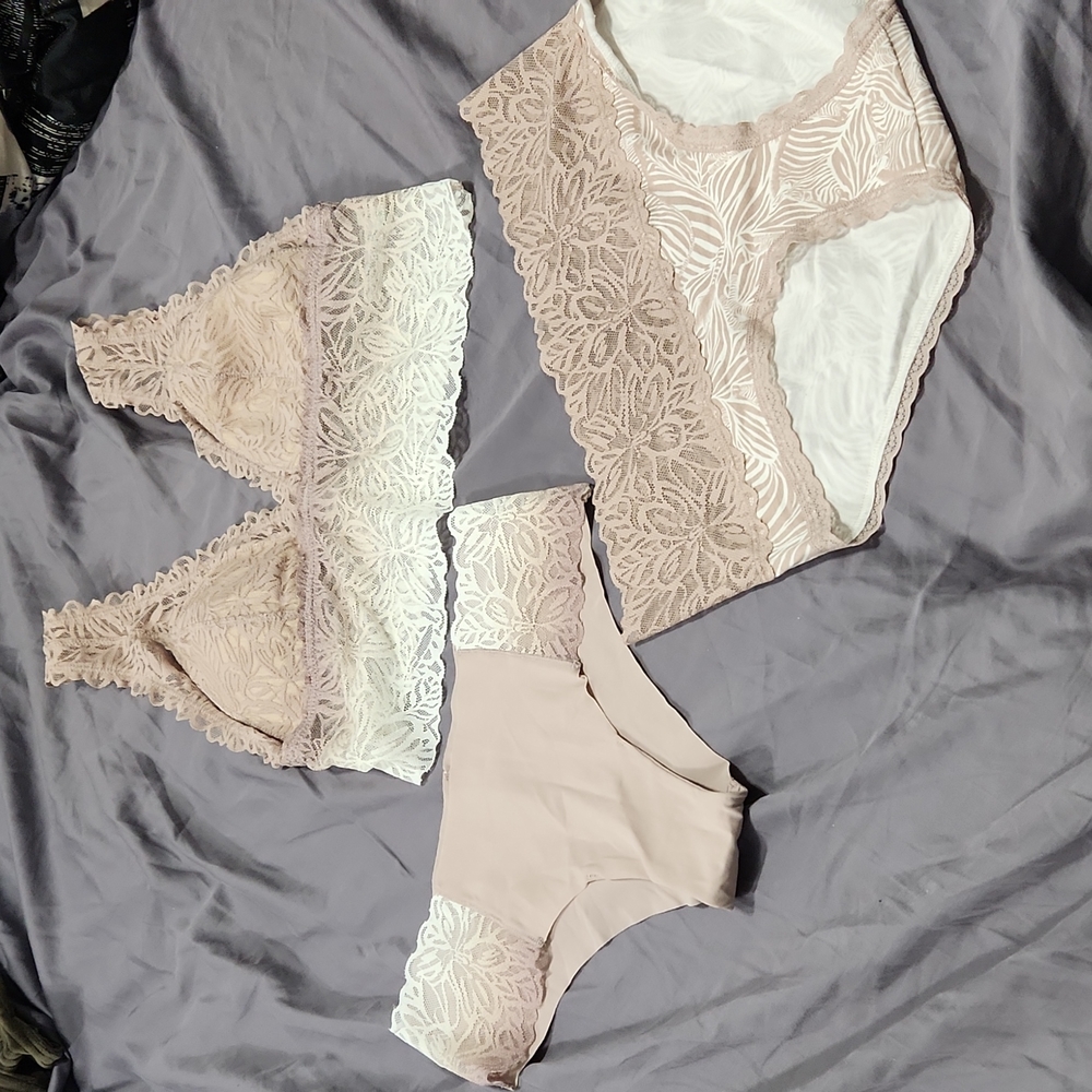 Aerie Lace Bralette with two Lace Detail Panties